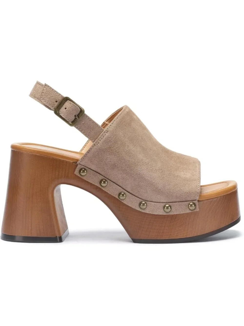 Stylish Women's Chunky Platform Sandals, Studded Faux Suede Open Toe Heels